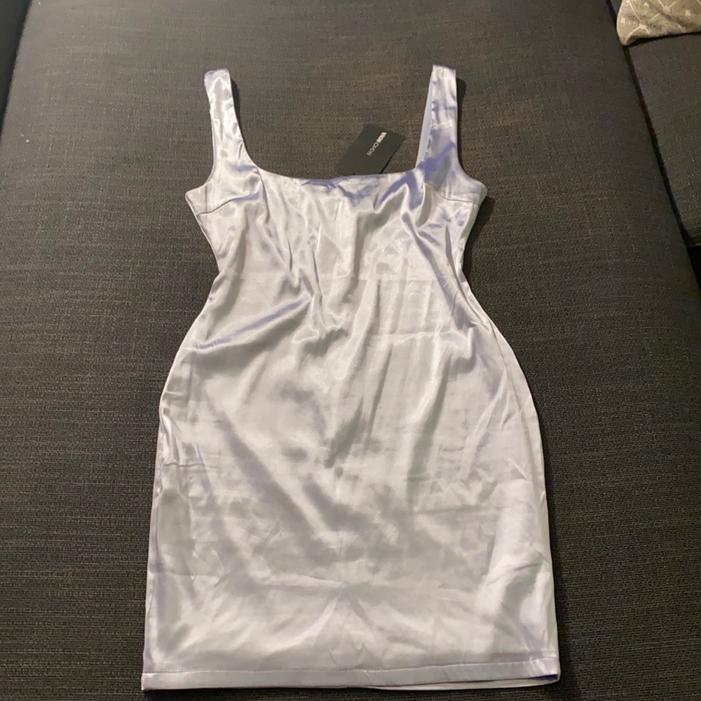 NWT Mini Silk Dress. Size Medium. Light Blue.
